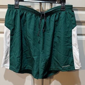Brooks Green Athletic Running Shorts with White Side Panels XL